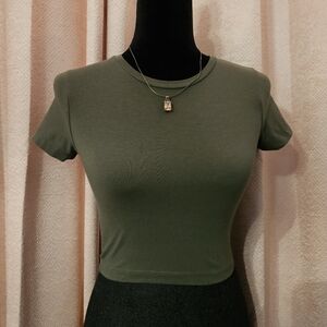 Wild Fable Army Green Crop Top Size XS